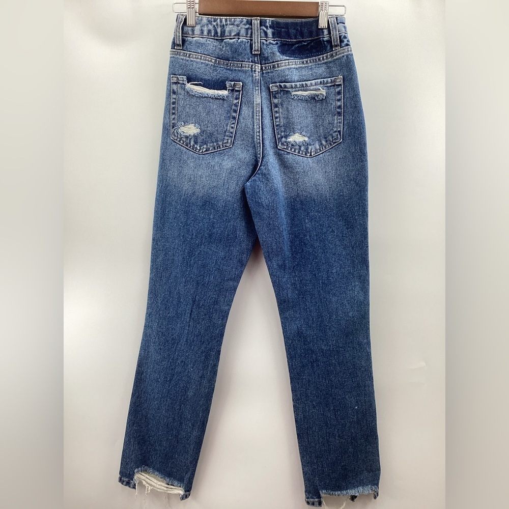 Flying Monkey Ultra High Rise Straight Blue Ripped Jeans - Picture 3 of 11